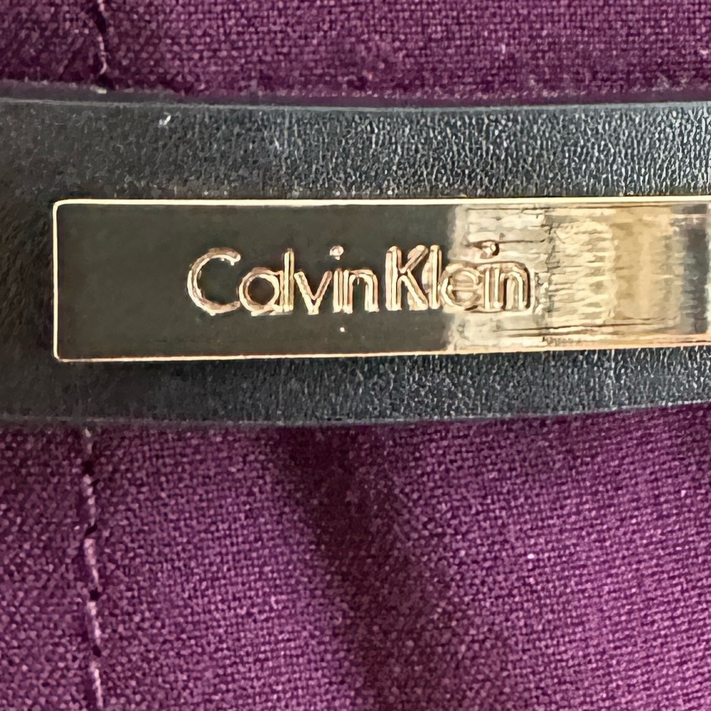 Calvin Klein Burgundy Dress w/ Faux Suede Cap Sleeves size - Picture 8 of 13